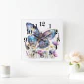 Horloge Carrée Art papillon (Maison)