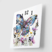 Horloge Carrée Art papillon (Angle)
