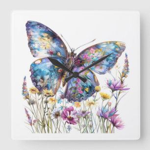 Horloge Carrée Art papillon