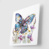 Horloge Carrée Art papillon (Angle)