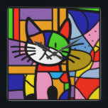 Horloge Carrée Art Pop Design de chat Vibrant et Coulourd<br><div class="desc">Éclairer n'importe quelle chambre avec ce design chatte pop art vibrant! Dotée d'un chaton ludique dans les tons vifs de rouge, rose, bleu, jaune et violet, cette oeuvre unique en son genre fera que n'importe quel espace se sentira plus animé. Parfait pour les amoureux de les chats, les amateurs d'art...</div>