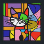 Horloge Carrée Art Pop Design de chat Vibrant et Coulourd<br><div class="desc">Éclairer n'importe quelle chambre avec ce design chatte pop art vibrant! Dotée d'un chaton ludique dans les tons vifs de rouge, rose, bleu, jaune et violet, cette oeuvre unique en son genre fera que n'importe quel espace se sentira plus animé. Parfait pour les amoureux de les chats, les amateurs d'art...</div>