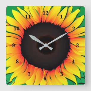 Horloge Carrée Art Sunflower