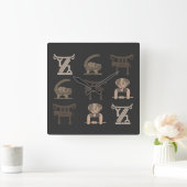 Horloge Carrée art tribal africain Abstrait (Maison)