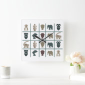 Horloge Carrée art tribal africain Abstrait (Maison)