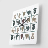 Horloge Carrée art tribal africain Abstrait (Angle)