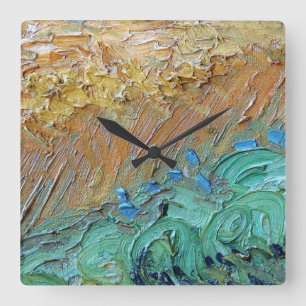 Horloge Carrée Art VanGogh Blue Yellow Paint Strokes