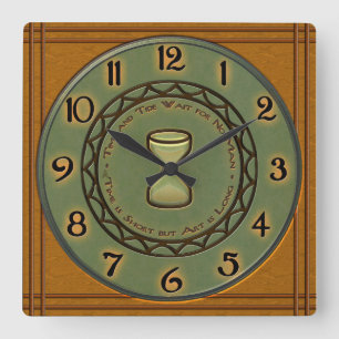 Horloge Carrée Artisan-Style de poterie d'érable et de pin de