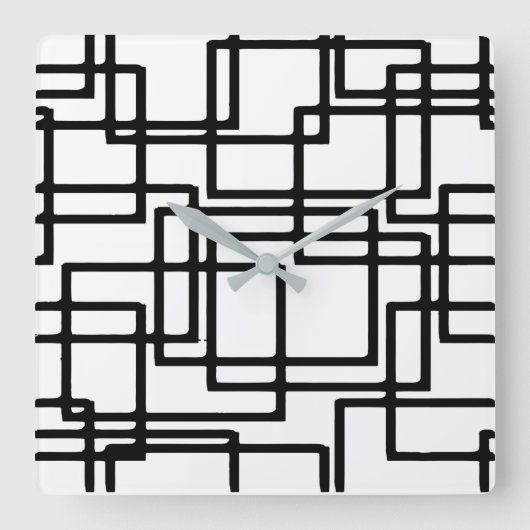 Horloge Carrée Artistic design interlocking Black Squares (Recto)