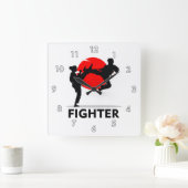 Horloge Carrée Arts martiaux Karate Combat Combattez ou Sparring (Maison)