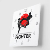 Horloge Carrée Arts martiaux Karate Combat Combattez ou Sparring (Angle)