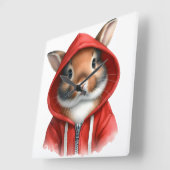 Horloge Carrée Artwork d'aquarelle Rabbit Brown dans un Sweat - s (Angle)