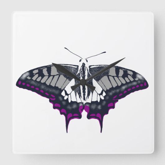 Horloge Carrée Asexual Flag Swallowtail (Recto)