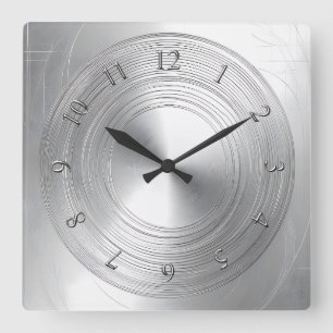 Horloge Carrée aspect aluminium