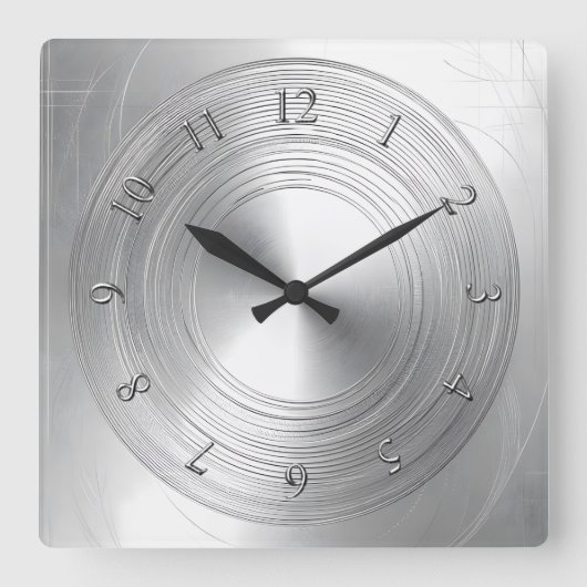 Horloge Carrée aspect aluminium (Recto)