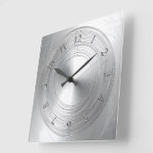 Horloge Carrée aspect aluminium (Angle)