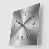 Horloge Carrée Aspect brillant en métal argenté design en acier i (Angle)