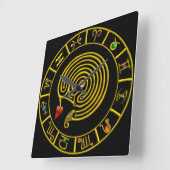 Horloge Carrée ASTRAL LABYRINTH GOLD ZODIAC CHART Astrologie (Angle)