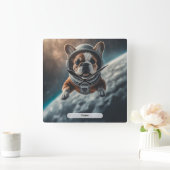 Horloge Carrée Astronaut French Bulldog Space Nursery  (Maison)