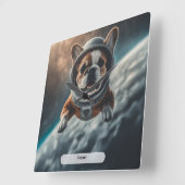 Horloge Carrée Astronaut French Bulldog Space Nursery  (Angle)