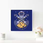 Horloge Carrée Astronaute (Maison)