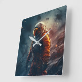 Horloge Carrée Astronaute dans l'espace (Angle)