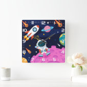 Horloge Carrée Astronaute dans l'espace (Maison)