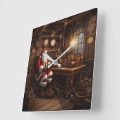 Horloge Carrée Atelier père Noël Steampunk (Angle)