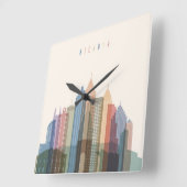 Horloge Carrée Atlanta, Géorgie | Skyline (Angle)