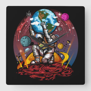 Horloge Carrée Atlas Space Man