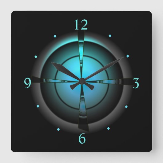 Horloge Carrée Atmospheric in Green/Aqua/Black > Wall Clock (Recto)