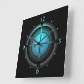 Horloge Carrée Atmospheric in Green/Aqua/Black > Wall Clock (Angle)