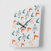 Horloge Carrée Atomic boomerangs (Angle)