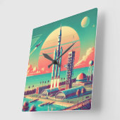 Horloge Carrée Atomic Futuristic New Florida Launch Site (Angle)