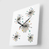 Horloge Carrée Atomic Starburst Mid Century (Angle)