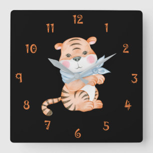 Horloge Carrée Attache L'Horloge Du Mur De Tigre