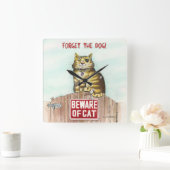 Horloge Carrée Attention au chat (Maison)