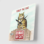 Horloge Carrée Attention au chat (Angle)