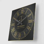Horloge Carrée ATTORNEY | Golden Personnalisable (Angle)