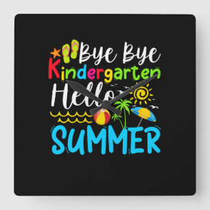 Horloge Carrée Au revoir Jardin d'enfants Hello Summer