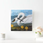 Horloge Carrée Audubon : Cygne commun (Maison)