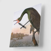 Horloge Carrée Audubon : Double Crested Cormorant (Angle)