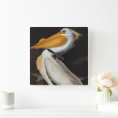 Horloge Carrée Audubon : Grand Pélican blanc (Maison)