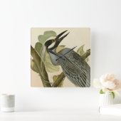 Horloge Carrée Audubon's Vintage Yellow crowned night heron paint (Maison)