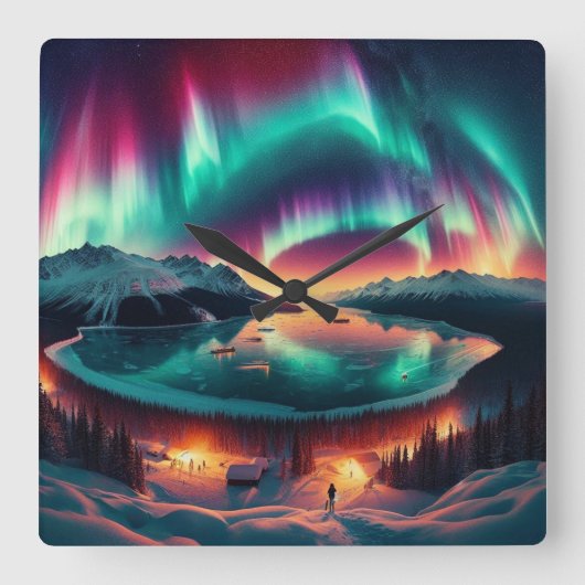 Horloge Carrée Aureola Borealis en Alaska (Recto)