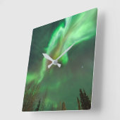 Horloge Carrée aurora boréale | Fairbanks (Angle)