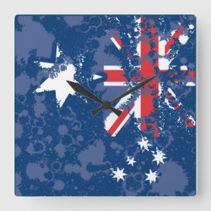 Horloge Carrée AUSTRALIA FLAG KCALIMA, effet Masanser