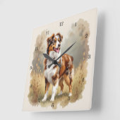 Horloge Carrée Australian Shepherd Dog Red Merle Aussie (Angle)