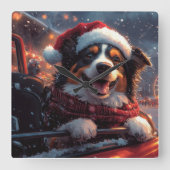 Horloge Carrée Australie Kelpie Dog Roller Dessous de verre Noël (Recto)