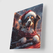 Horloge Carrée Australie Kelpie Dog Roller Dessous de verre Noël (Angle)